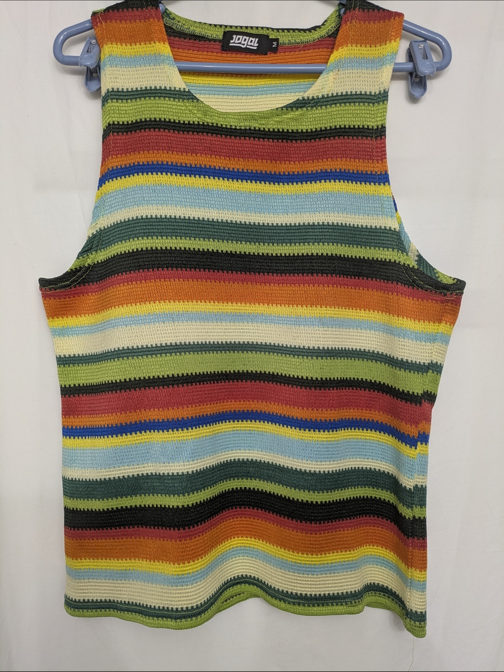 JOGAL Multicolor Striped Crochet Tank Top